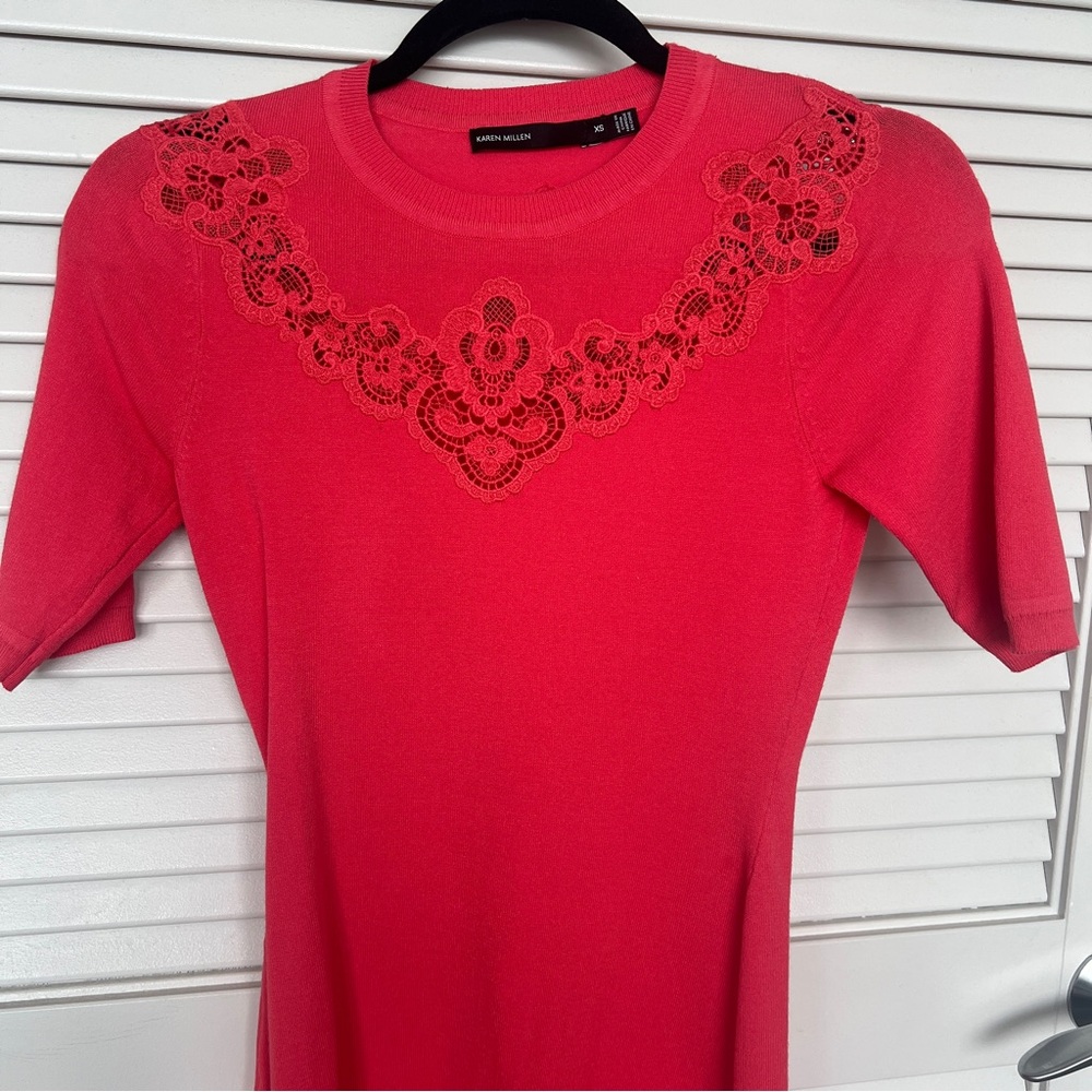 Karen Millen Scalloped Short Sleeve Dress - Picture 6 of 6